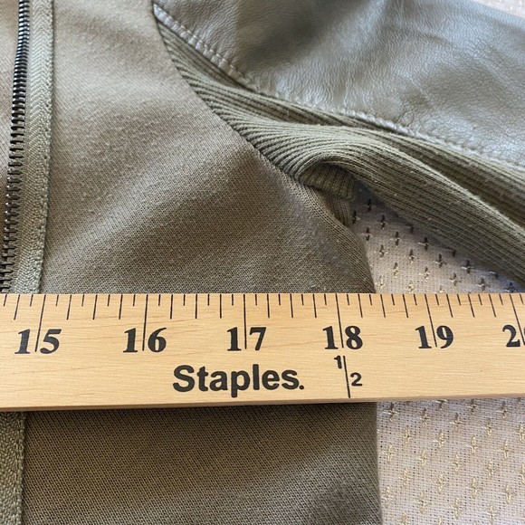 Blank Nyc Faux Leather Jacket Knit Draped Open Army Green medium - Picture 8 of 9